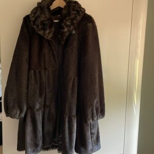 NWOT Jones New York brown faux wild mink coat size large